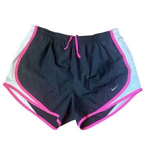 Nike Women's Black and Pink Dri-Fit Tempo Running Shorts Size S